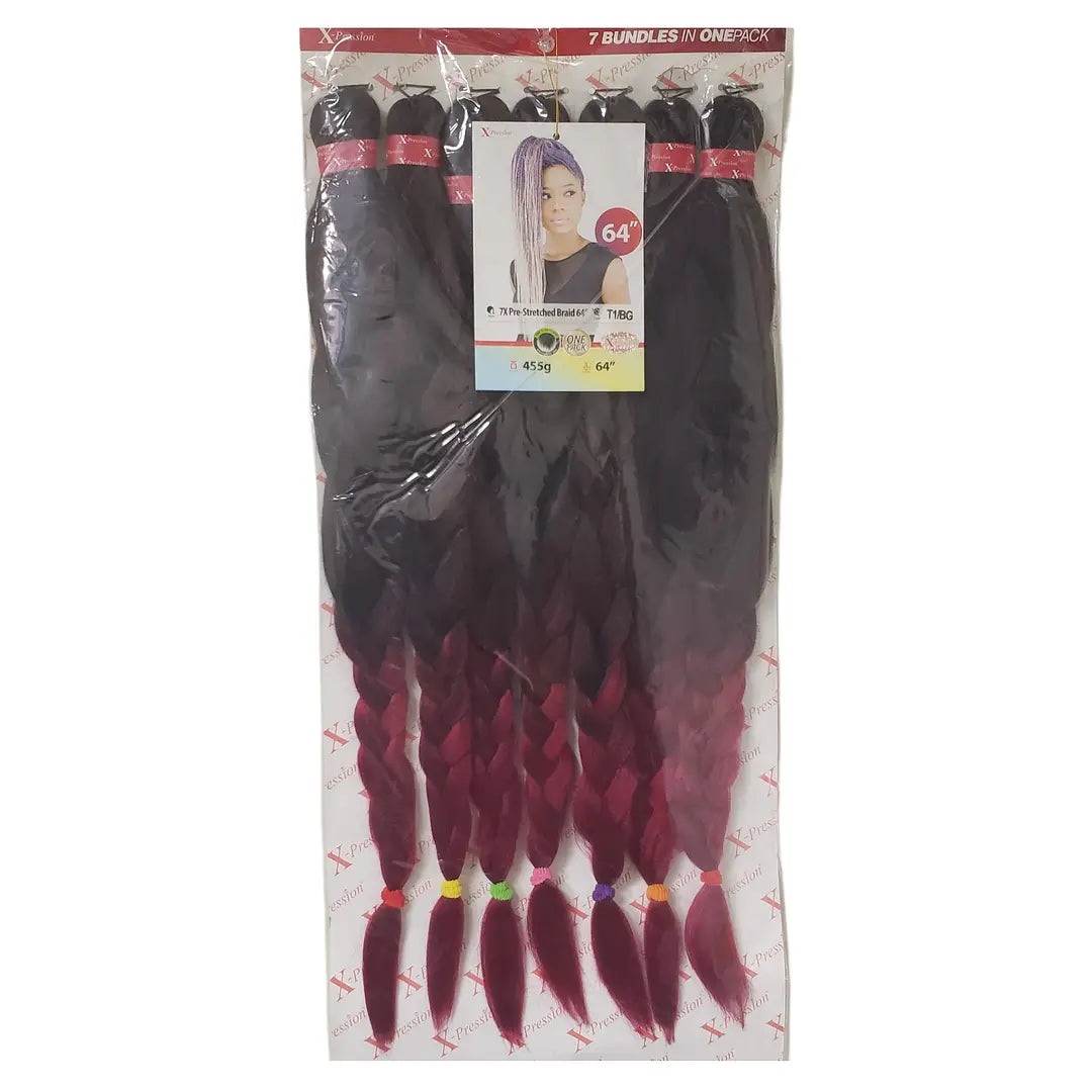 Xpression 7X Pre-Stretched Braid 64 ",Human Hair Extensions x-pression
