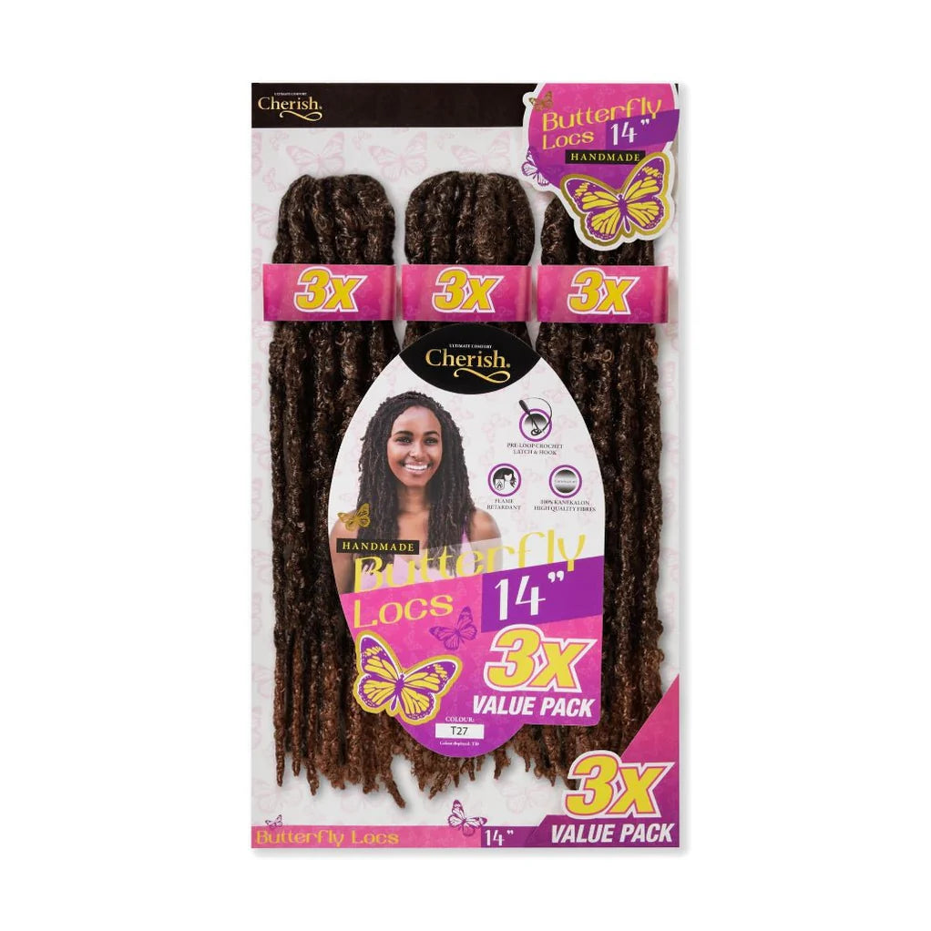 Cherish Bulk Butterfly Locs Crochet Hair 3x Value Pack - 14" Inches x-pression