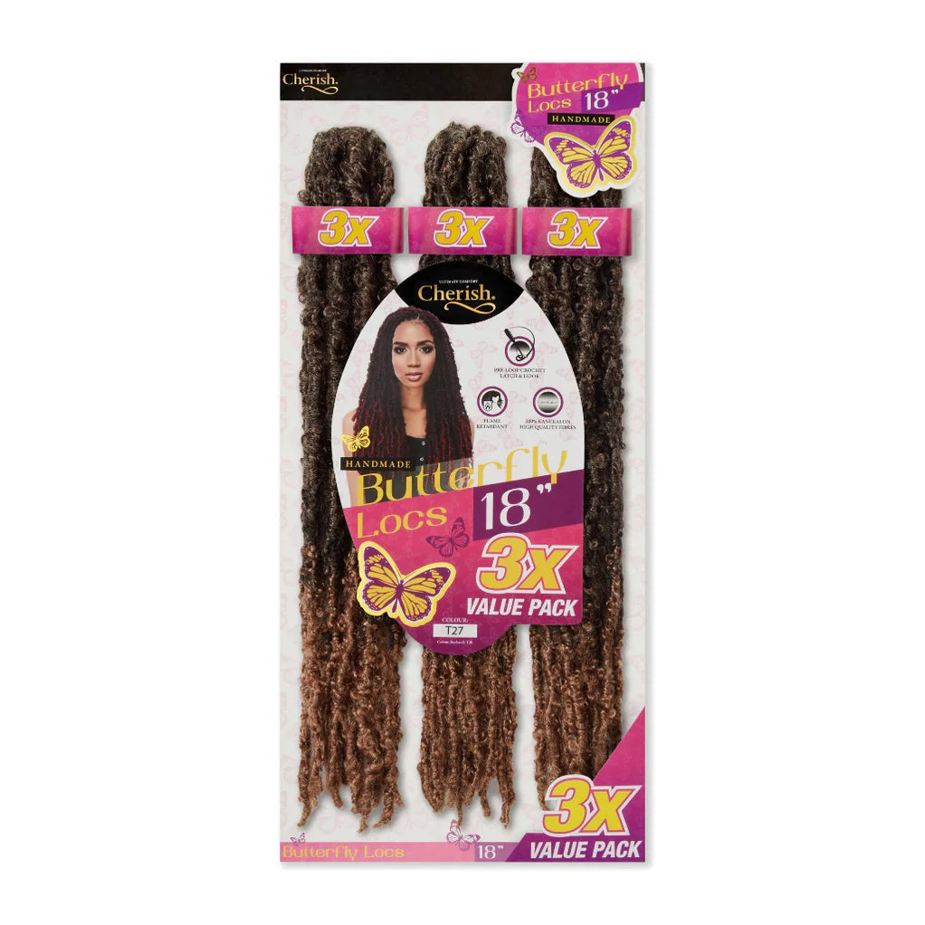 Cherish Butterfly Locs Crochet Hair 18” 3x Value Pack x-pression