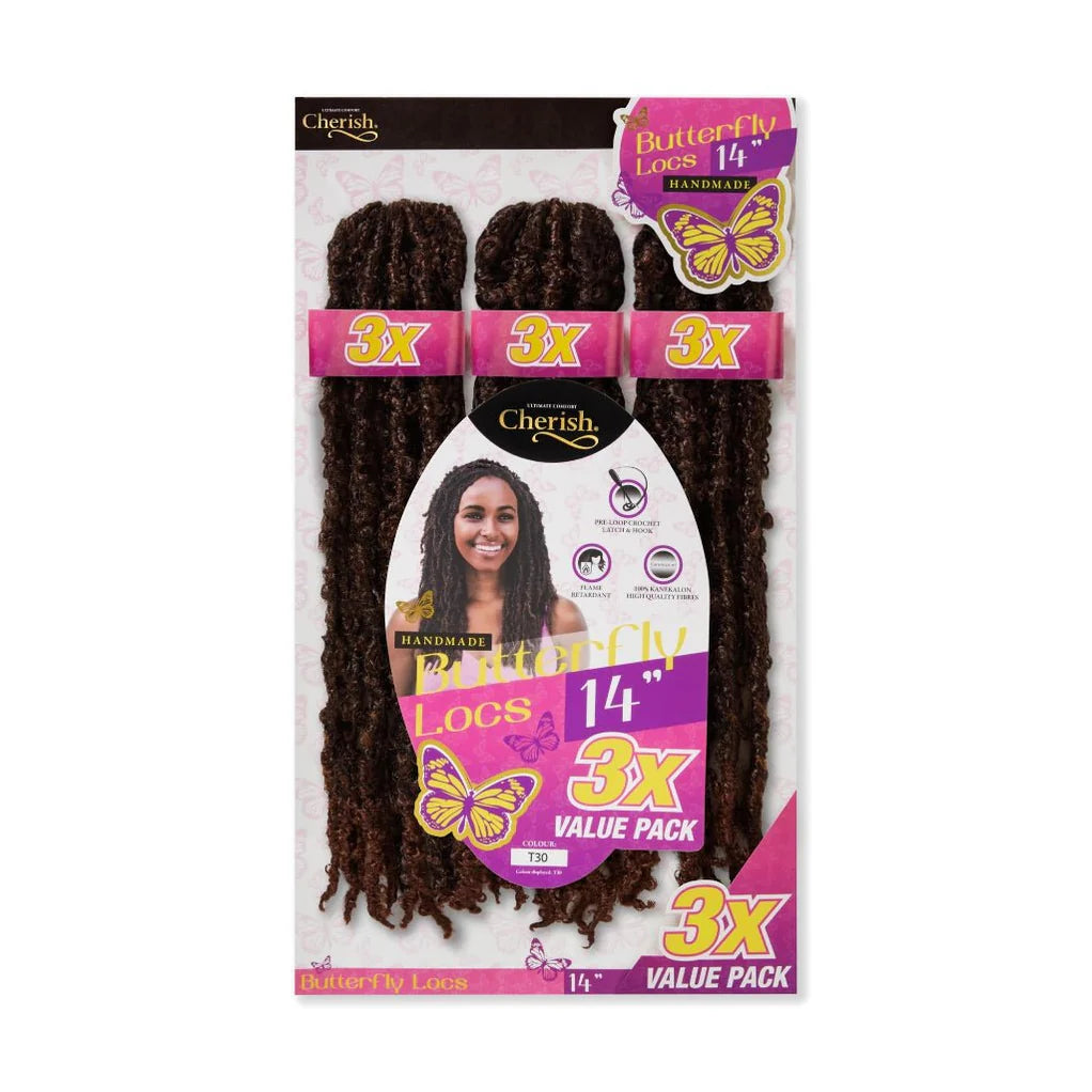 Cherish Bulk Butterfly Locs Crochet Hair 3x Value Pack - 14" Inches x-pression