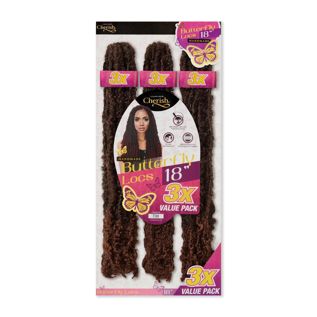 Cherish Butterfly Locs Crochet Hair 18” 3x Value Pack x-pression