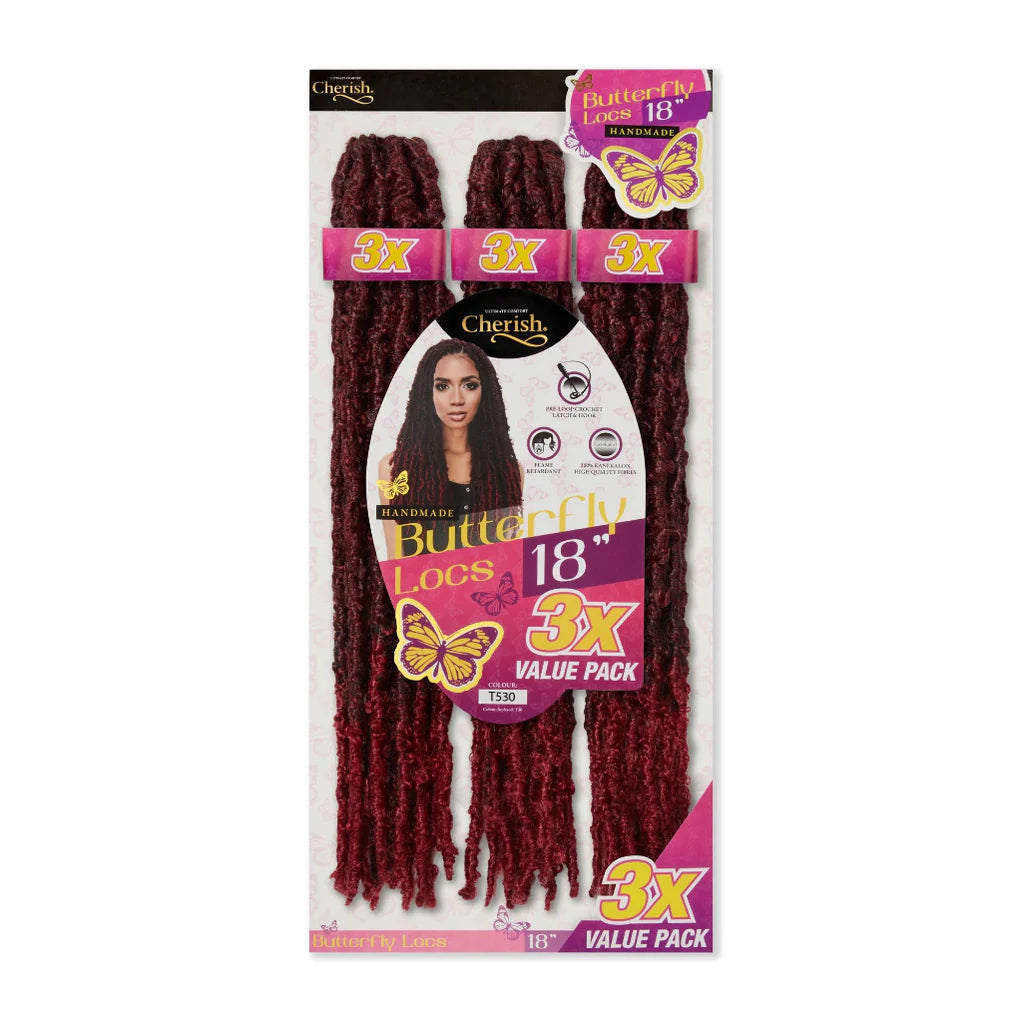 Cherish Butterfly Locs Crochet Hair 18” 3x Value Pack x-pression