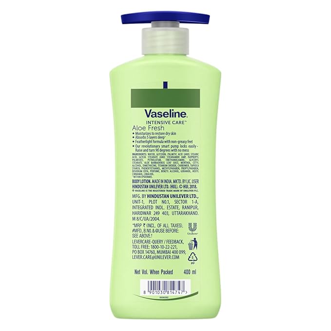 Vaseline Intensive Care Aloe Fresh Hydrating Body Lotion 400 ml, Daily Skin Moisturizer for Dry Skin, Lotion for Non-Greasy, Glowing Skin x-pression