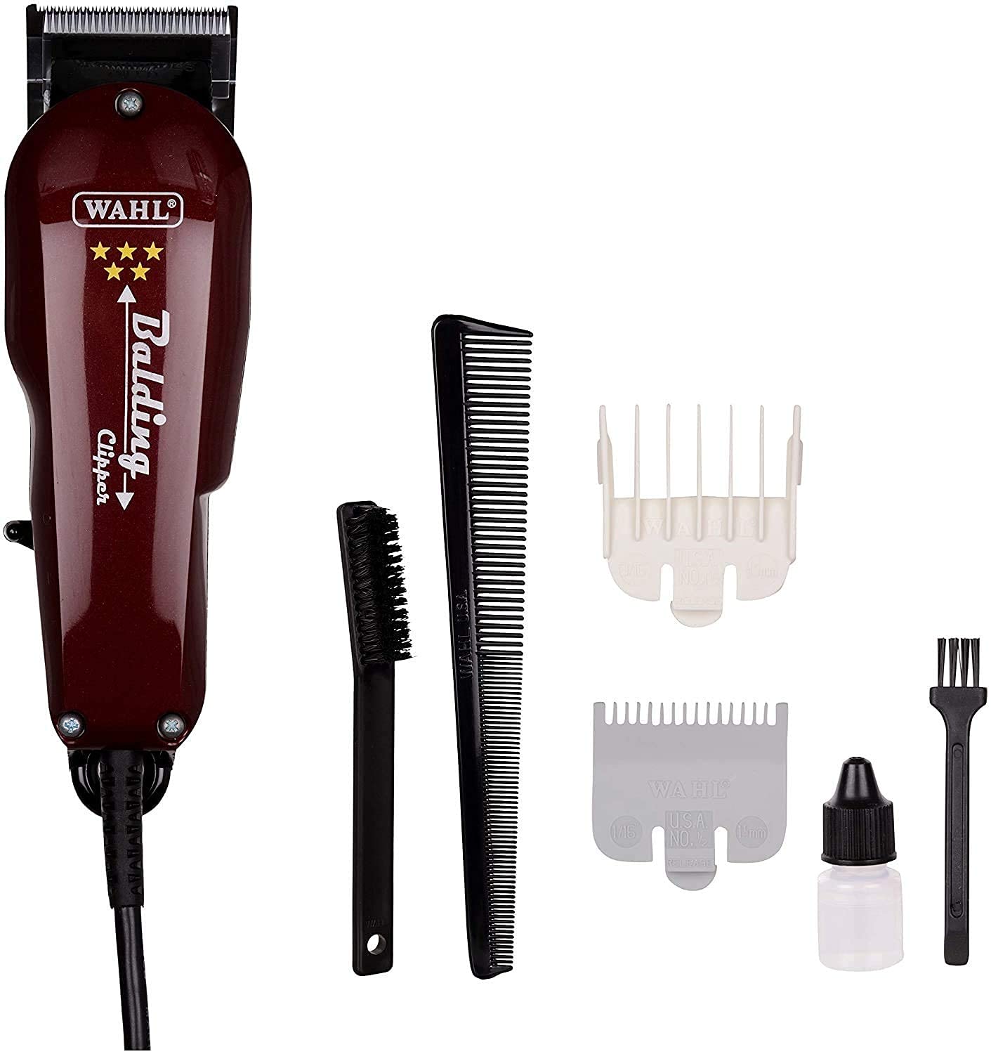 Wahl Professional Men Wahl Wahl Professional 5-Star Balding Corded Electric Clipper Great For Barbers And Stylists Cuts Surgically Close For Full Head Balding (Maroon) x-pression