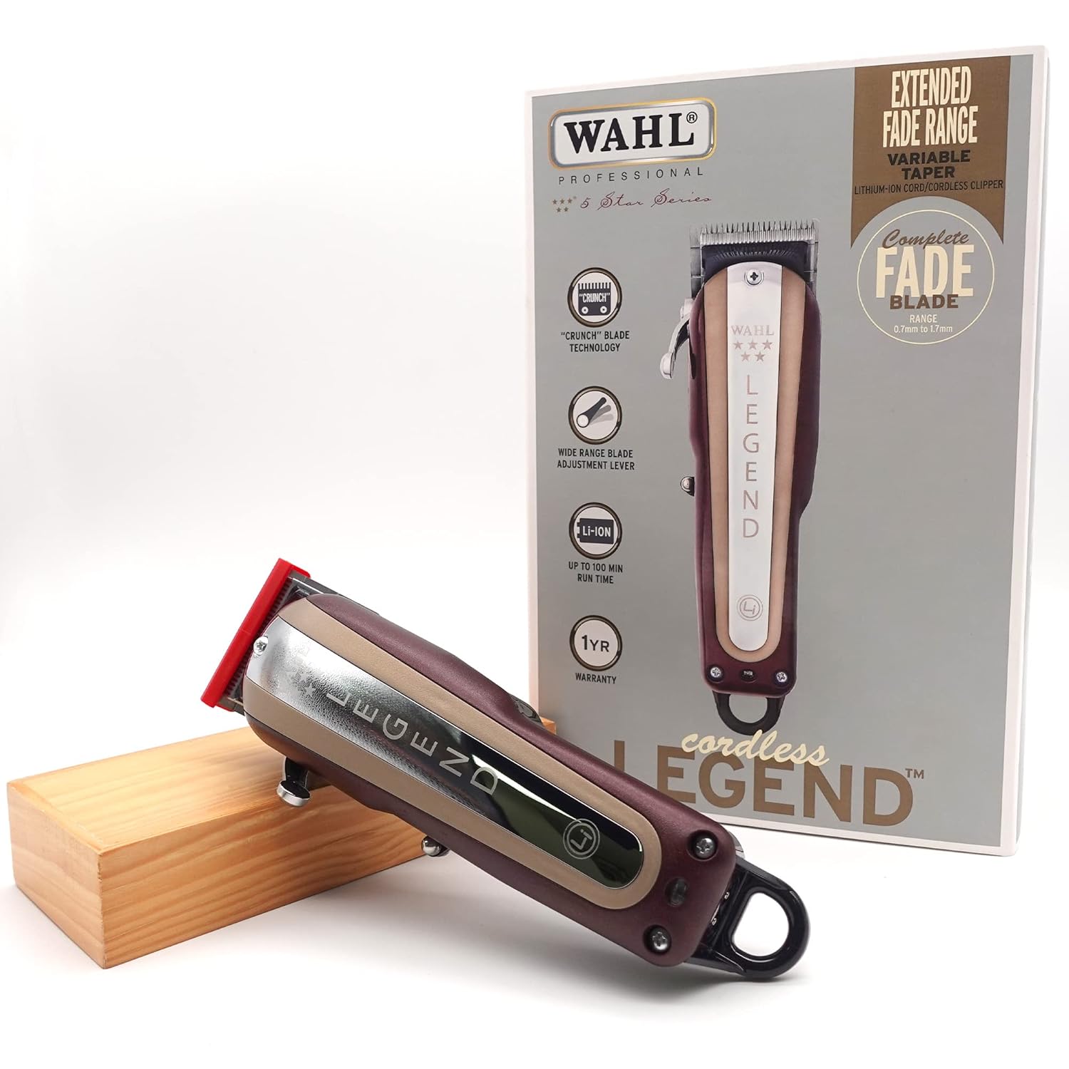 WAHL Legend 5 Star Professional Lithium-Ion Cord/Cordless Clipper, 5 Star Wedge Blade Technology, Wide Taper Lever Adjustment, Excellent for Soft Line Fading and Seamless Bleand, 100 of Minutes Runtime x-pression