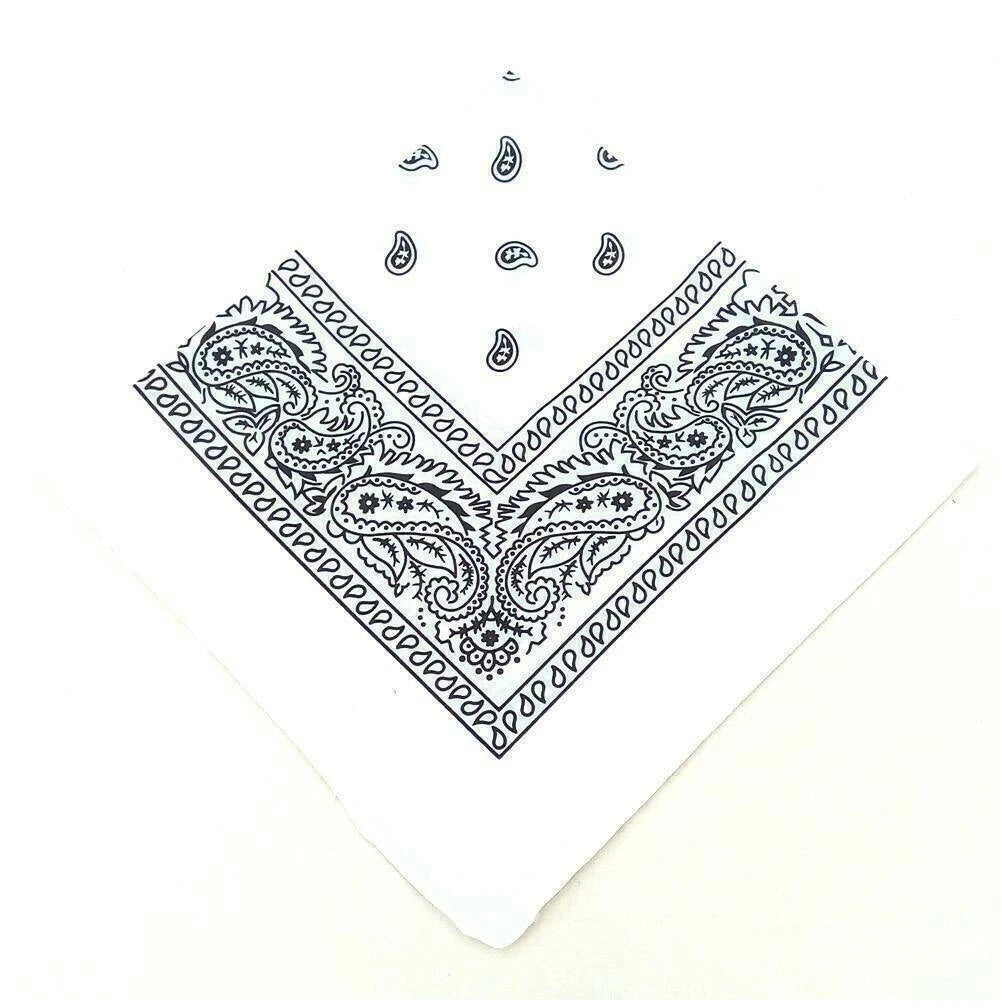Paisley Pattern Bandana Head Neck Scarf Black & White & Grey & Red *UK SELLER*
