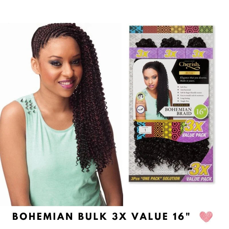 Cherish Bohemian Bulk 16'' Crochet Braids 3 Pack Value x-pression