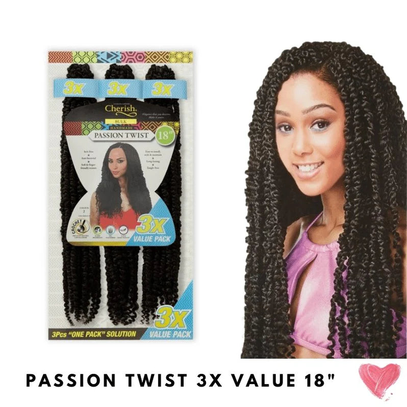 Cherish Passion Twist Crochet Hair 3x Value 18" Length x-pression