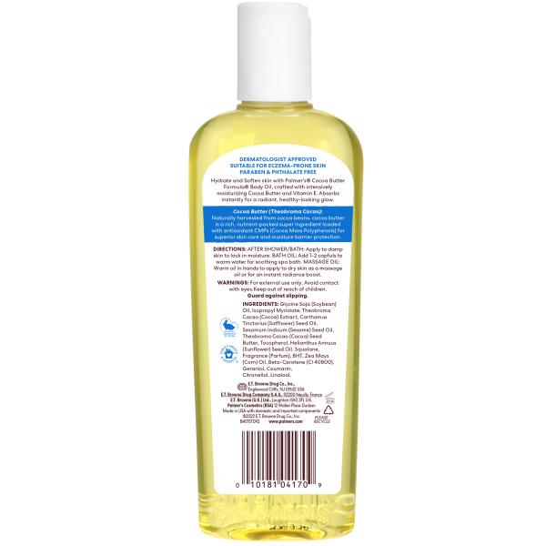 Palmer's Cocoa Butter Formula Moisturizing Body Oil With Vitamin E, Instantly Replenishes Dry Skin, For Bath, Body & Shower ,250ml x-pression