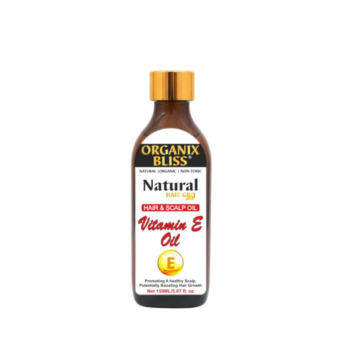 Organix Bliss Vitamin E Hair & Scalp Oil — 100% Natural Organic Hair Oil for Healthy Scalp, Boosting Hair Growth, and Deep Nourishment — 150ml / 5.07 fl. oz