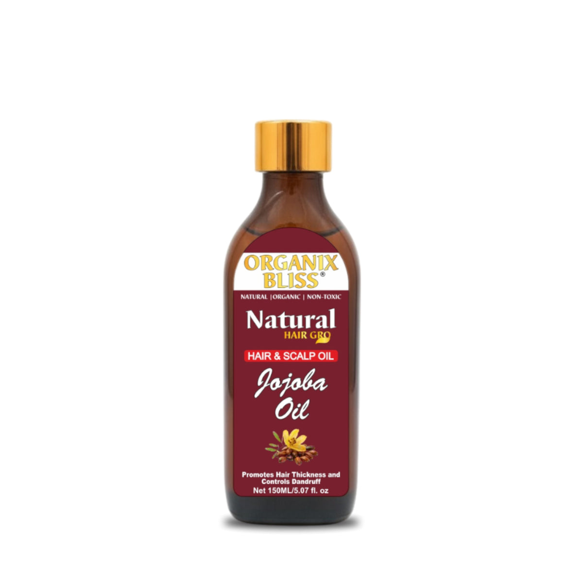 Organix Bliss Jojoba Oil for Hair and Scalp — 100% Pure Natural Hair Oil for Hair Thickness, Anti-Dandruff Treatment, and Deep Moisture — 150ml / 5.07 fl. oz