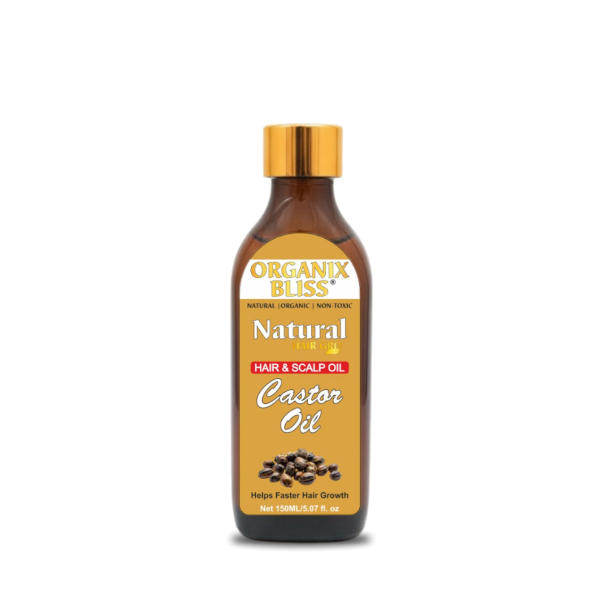 Organix Bliss Castor Oil for Hair Growth & Scalp Care — 100% Pure, Natural, and Organic Hair Oil for Faster Hair Growth, Healthy Scalp, and Stronger Roots — 150ml / 5.07 fl. oz