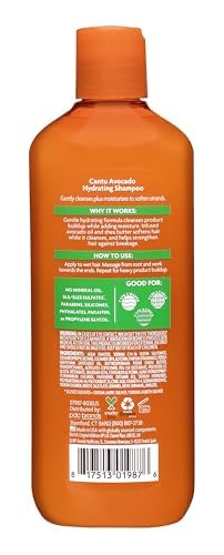 Cantu Avocado Sulfate Free Shampoo with Avocado Oil Shea Butter, 13.5 Fl Oz (400 ml)