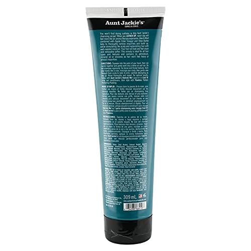 Aunt Jackie's Aloe & Mint Recipes Lather Up Stimulating Hair Moisturizing Shampoo Crème, Sulfate Free for All Hair Types and Textures, Green, 10 Oz x-pression