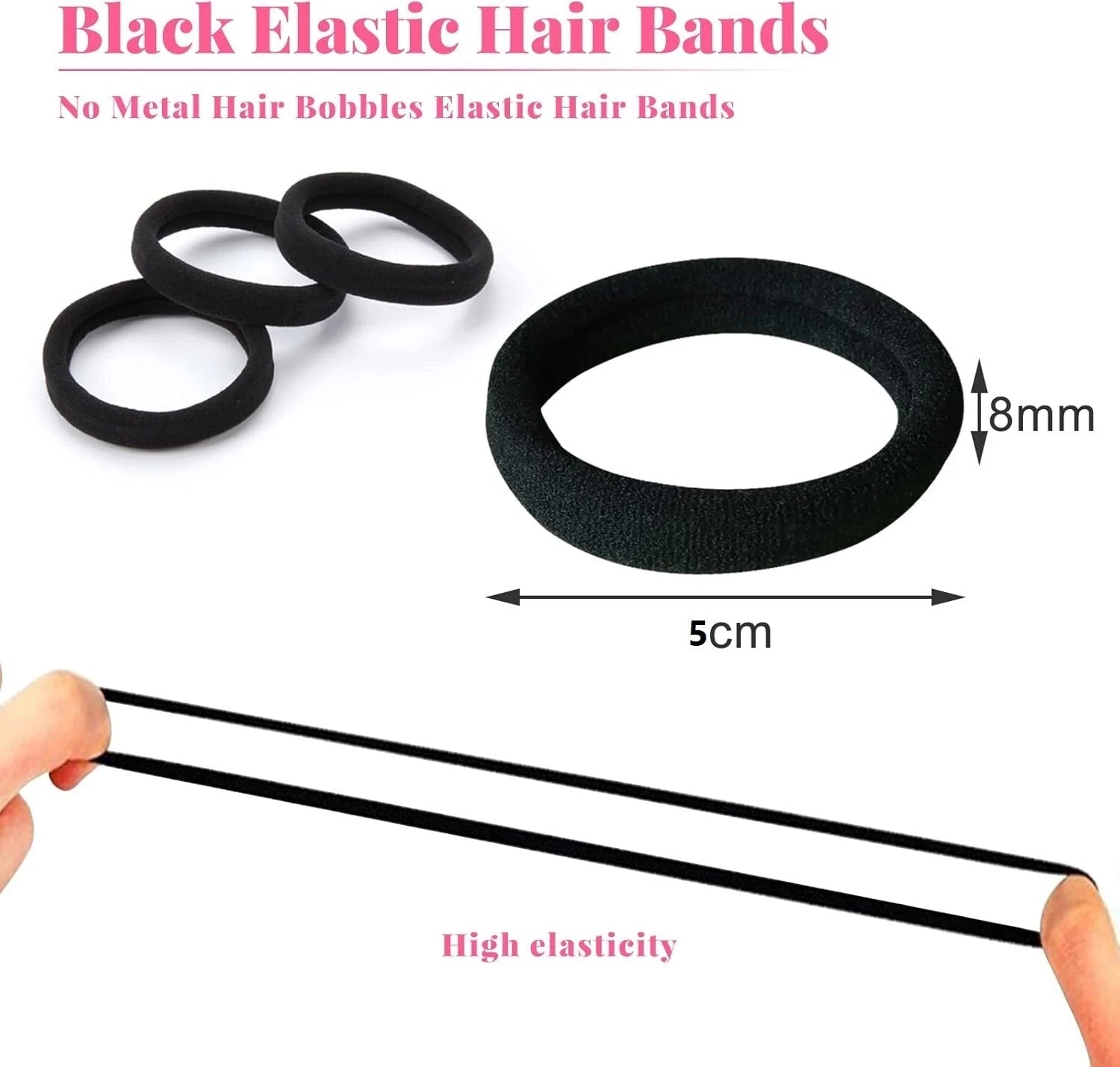 12-48pcs Large Cotton Stretch Ties Band Ponytail Headband for Thick & Curly Hair x-pression