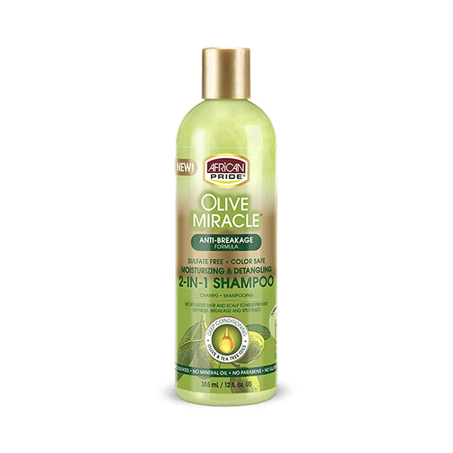 African Pride Olive Miracle 2 in 1 Shampoo & Conditioner, 12 Oz