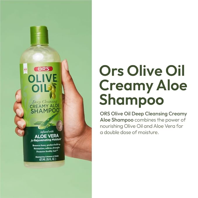 ORS Olive Oil Deep Cleansing Creamy Aloe Shampoo Infused with Aloe Vera for Rejuvenating Moisture (16.0 oz)