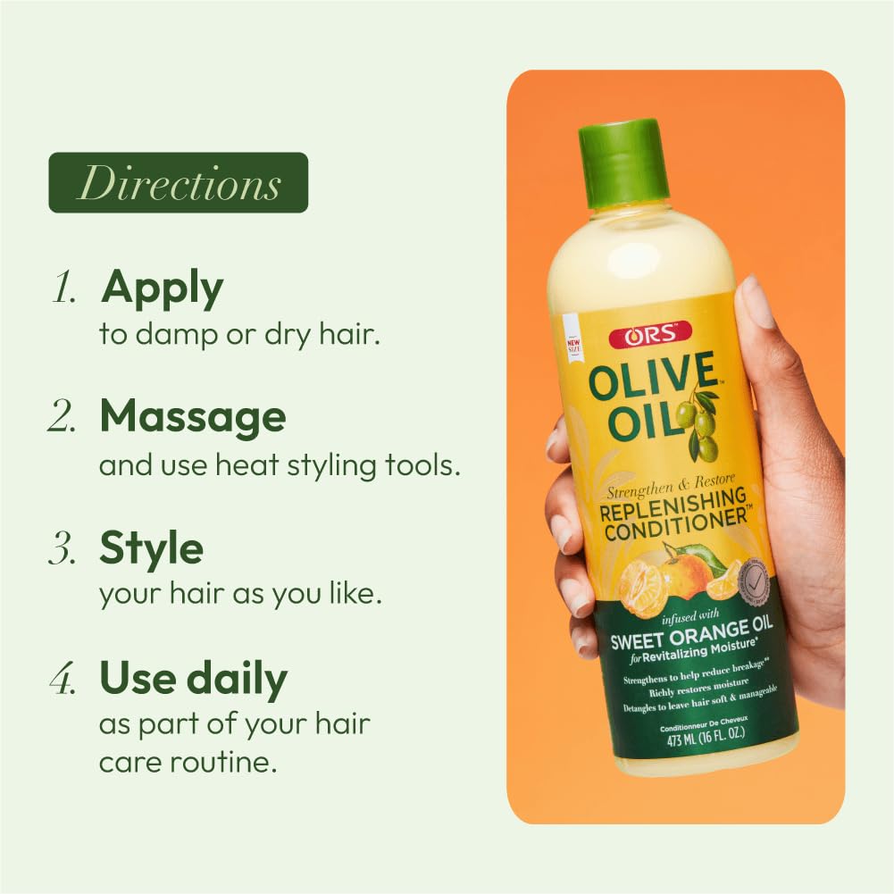 ORS Olive Oil Classics Replenishing Conditioner with Sweet Orange Oil for Revitalizing Moisture, (16.0 oz)