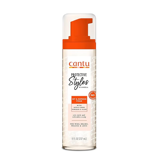 CANTU Protective Styles by Angela Set & Refresh Foam with Apple Cider Vinegar & Aloe, 8 Ounce, 237 ml