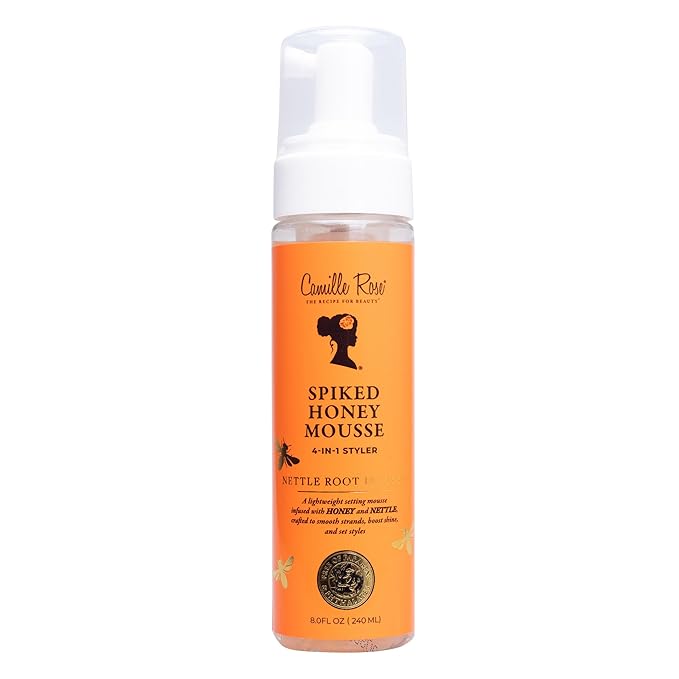 Camille Rose Spiked Honey Mousse, 4-in-1 Hair Styler with Nettle Root, to Nourish and Hydrate Strands, Define Curls, and Add shine, for All Hair Types, 8 fl oz x-pression