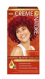 Crème of Nature Exotic Shine Hair Color, 7.6 Intensive Red, with Argan Oil from Morocco, 1 Application x-pression