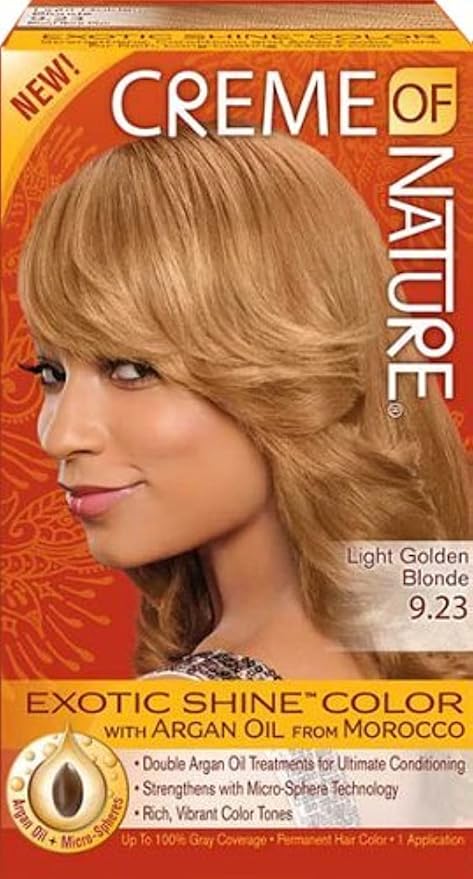 Crème of Nature Exotic Shine Hair Color With Argan Oil from Morocco, 9.23 Light Golden Brown, 1 Application x-pression