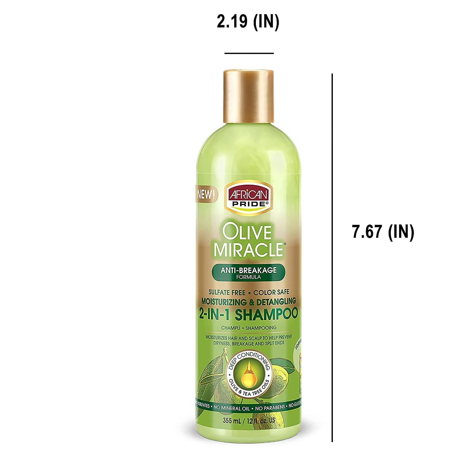 African Pride Olive Miracle 2 in 1 Shampoo & Conditioner, 12 Oz