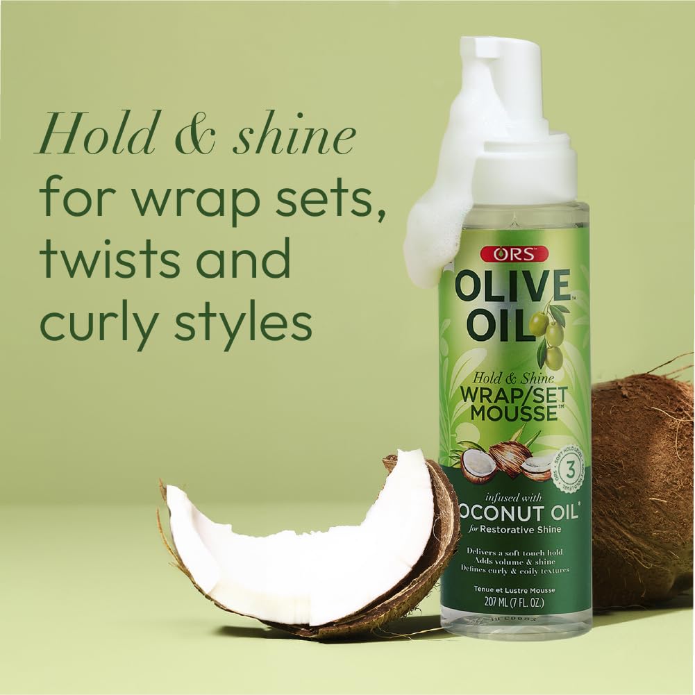 ORS Olive Oil Hold & Shine Wrap/Set Mousse, 7 fL oz, 207 ml