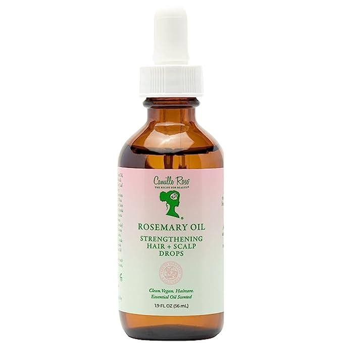 Camille Rose Rosemary Oil Strengthening Hair & Scalp Drops, with Castor, Peppermint & Rosemary Oils, for Hair Growth, Hydration & Strength, 1.9 fl oz