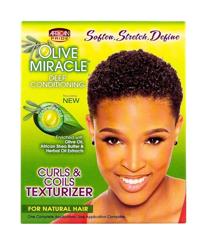 African Pride Olive Miracle Deep Conditioning Curls And Coils Texturizer Kit