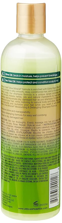 African Pride Olive Miracle 2 in 1 Shampoo & Conditioner, 12 Oz