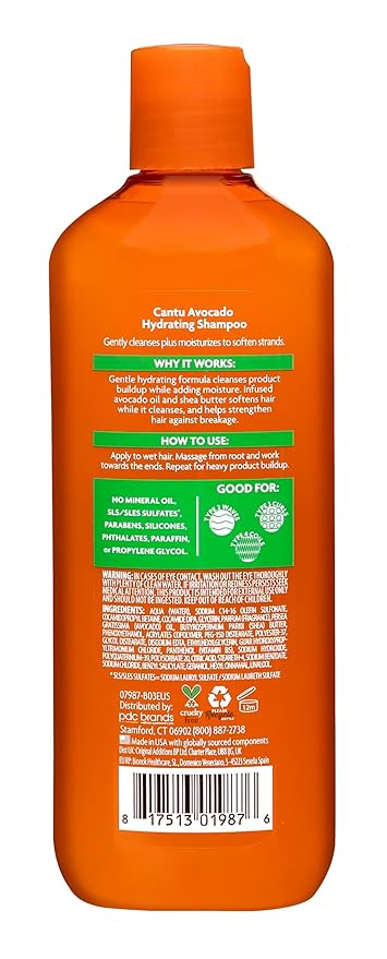 Cantu Avocado Sulfate Free Shampoo with Avocado Oil Shea Butter, 13.5 Fl Oz (400 ml)