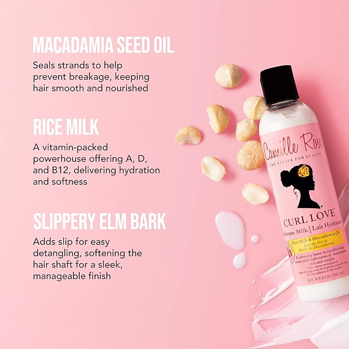 Camille Rose Curl Love Moisture Milk Leave-In Conditioner, with Rice Milk and Macadamia Oil to Soften, Smooth and Detangle Curly Hair, 8 oz x-pression