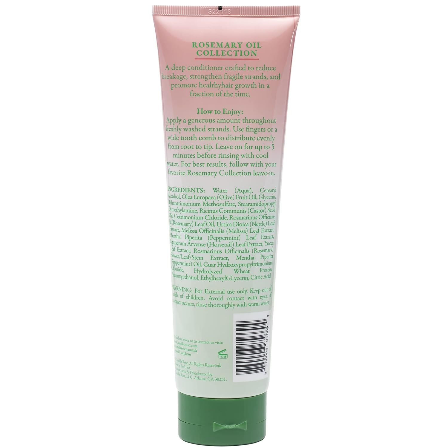 Camille Rose Rosemary Oil 5-Minute Deep Strengthening Hair Mask and Conditioner, with Natural Castor, Peppermint, and Rosemary Oils for Hair Growth & All Hair Types, 8.5 fl oz x-pression