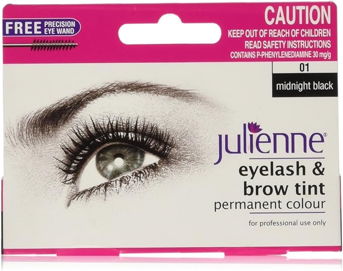 Julienne Eyelash and Eyebrow Permanent Midnight Black 01 Colour Tint 15ml