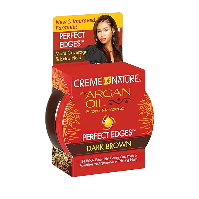 Creme of Nature with Argan Oil From Morocco Perfect Edges Hair Gel, 24 Hour Hold with Moisture and Exotic Shine, Dark Brown, 2.25 Oz x-pression