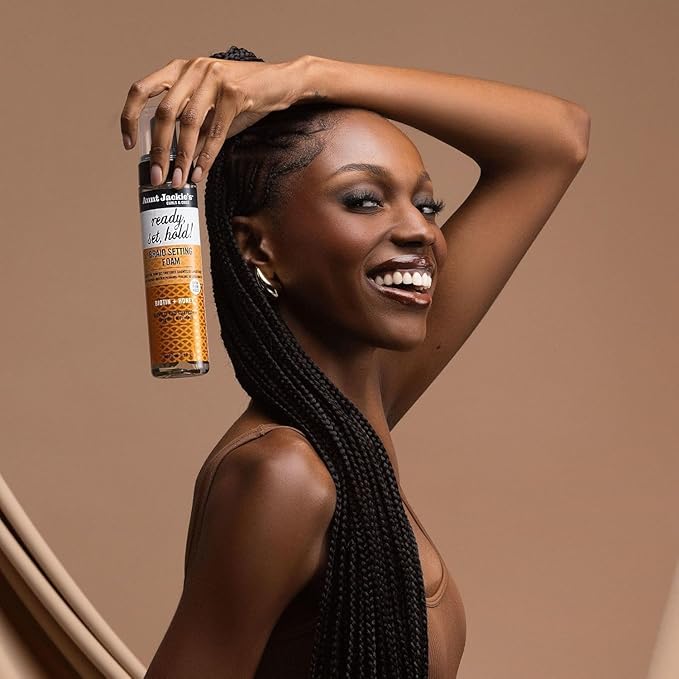 Aunt Jackie's Curls & Coils Braid + Twist Collection Ready, Set, Hold Braid Setting Foam with Extra Firm Hold, 8.5 fl oz x-pression