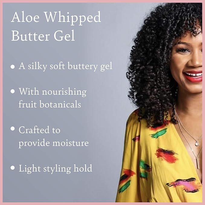 Camille Rose Aloe Whipped Butter Hair Styling Gel, with Aloe Vera and Macadamia Oil for Moisture and Light Hold, for All Hair Types 8 oz x-pression