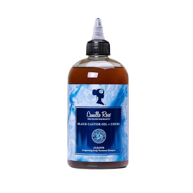 Camille Rose Black Castor Oil & Chebe Hair Cleanse, Invigorating Scalp Treatment Shampoo to Strengthen, Shine, and Moisturize, for all Hair Types, 12 fl oz x-pression