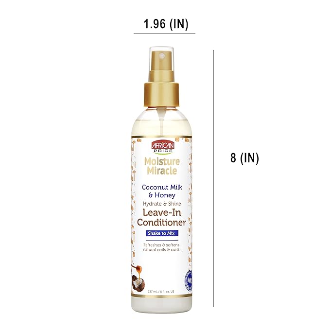 African Pride Moisture Miracle Coconut Milk And Honey Hydrate & Shine Leave- In Conditioner, 8 oz x-pression