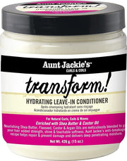 Aunt Jackie's Curls and Coils Transform Hydrating Leave-In Creme Conditioner for All Hair Types and Textures, 15 oz x-pression