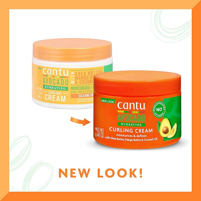 Cantu Avocado Curling Cream with Shea Butter, Mango Butter, & Coconut Oil 340g