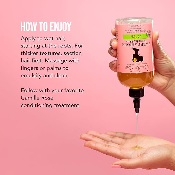 Camille Rose Sweet Ginger Rinse, Hair and Scalp Cleanser with Ginger Root and Aniseed Oil, to Clarify and Moisturize, for all Hair Types, 12 oz x-pression