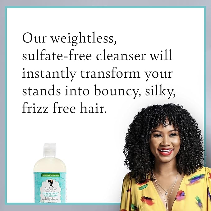 Camille Rose Coconut Water Curl Cleanse, Sulfate Free Hydrating Shampoo, with Coconut, Castor, and Rosemary Oils, for Soft Bouncy Curls, 12 oz x-pression