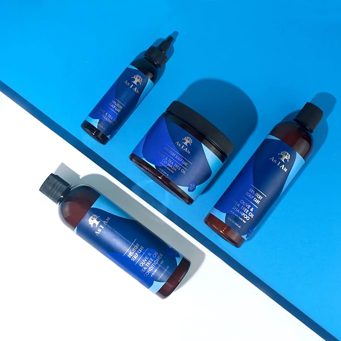 As Am Dry and Itchy Scalp Care Oil Treatment - 4 ounce - Enriched with Salicylic Acid, Olive Oil, and Tea Tree Oil - Fights Dandruff, Seborrheic Dermatitis, and Psoriasis, Blue x-pression