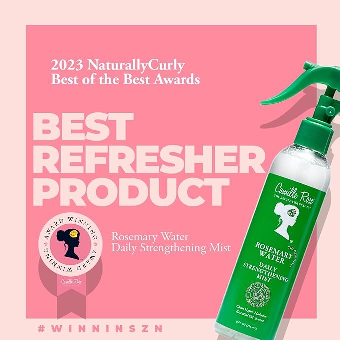 Camille Rose Rosemary Water Daily Strengthening Mist, with Peppermint and Rosemary Essential Oils to Strengthen Strands and Promote Hair Growth, for all Hair Types, 8 fl oz x-pression
