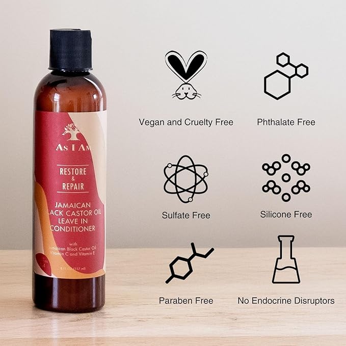 AS I AM Restore And Repair Jamaican Black Castor Oil Leave in Conditioner, 8 fl oz x-pression