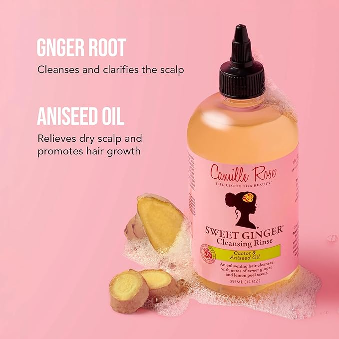 Camille Rose Sweet Ginger Rinse, Hair and Scalp Cleanser with Ginger Root and Aniseed Oil, to Clarify and Moisturize, for all Hair Types, 12 oz x-pression