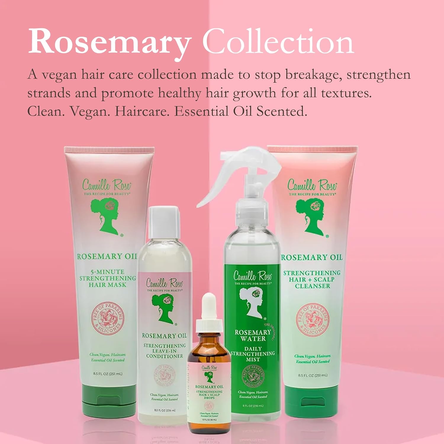Camille Rose Rosemary Water Daily Strengthening Mist, with Peppermint and Rosemary Essential Oils to Strengthen Strands and Promote Hair Growth, for all Hair Types, 8 fl oz x-pression