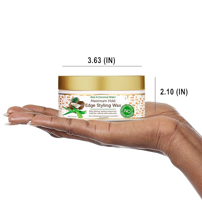 African Pride Moisture Miracle Maximum Hold Edge & Hair Styling Wax, Enriched with Aloe & Coconut, Controls Edges while Nourishing & Protecting Against Breakage, 6 oz